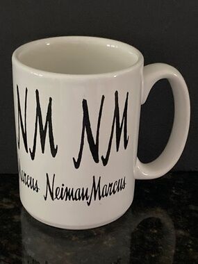 NM Neiman Marcus Coffee Mug/White With Black Lettering/12 fl. oz./NEW/NEVER USED